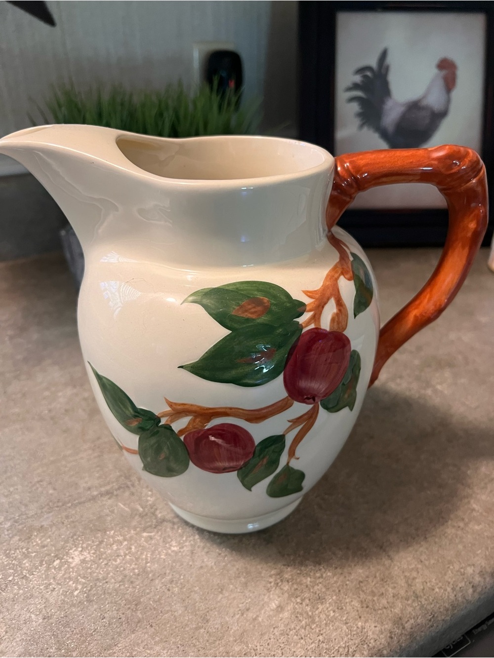 Franciscan Cream Pitcher with Red Fruit and Green Leaves